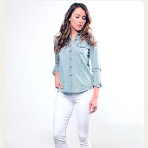 MOTHER All My Exes denim button down shirt size S